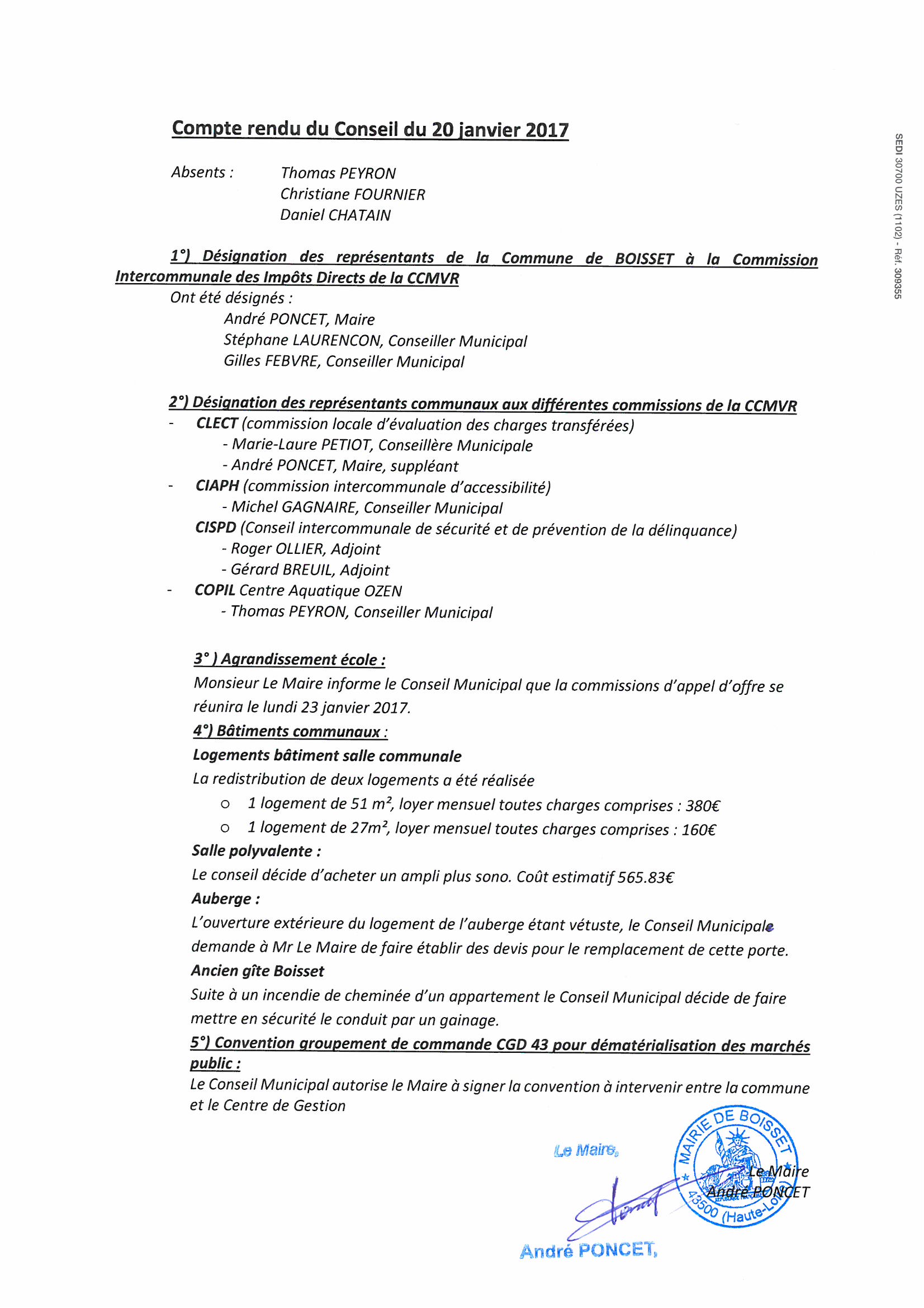 boisset site de la commune compte rendu
